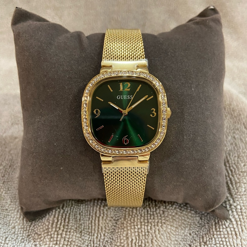 Guess Gold Mesh and Green Dial Watch